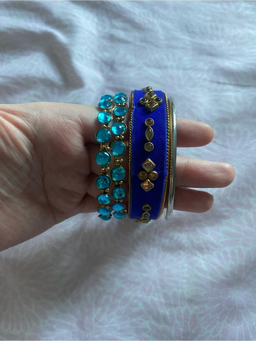 Blue Crystal & Royal Blue Enamel Bracelet Stack